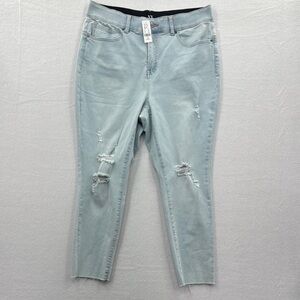 3For$20	NY&C Curvy Sculpting Skinny Light Blue Capris Size 18 Petite NWT